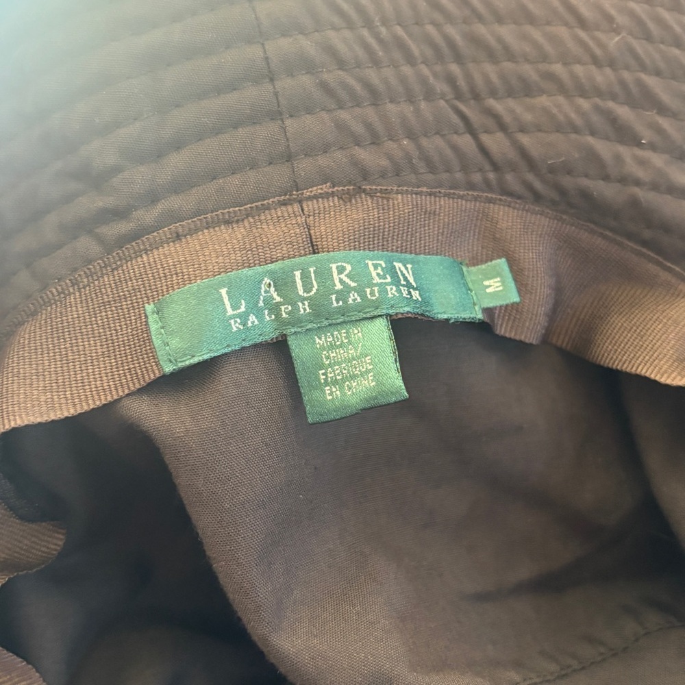 Lauren Ralph Lauren Brown Wide Brim Safari Hat Leather Belt Trim Size M - Picture 2 of 5